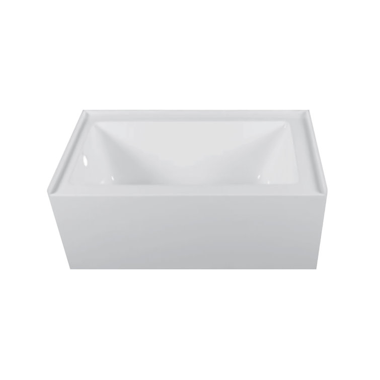 66-Inch White Acrylic Rectangular Soaking Bathtub with Apron Front
