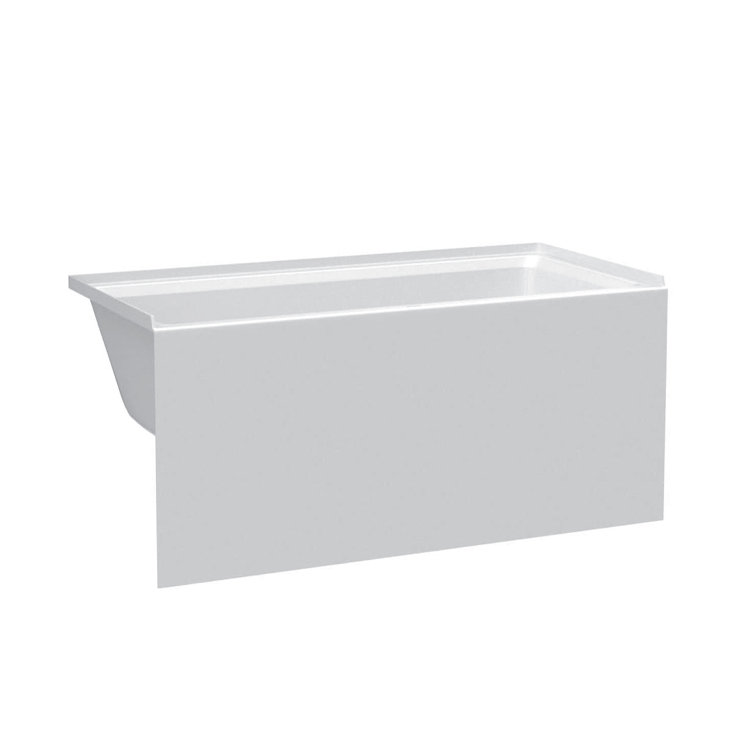 66-Inch White Acrylic Rectangular Soaking Bathtub with Apron Front