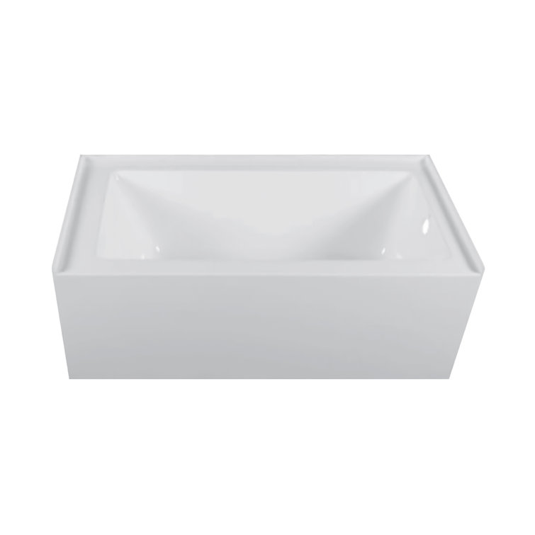 Glossy White Acrylic Alcove Soaking Bathtub with Apron Front
