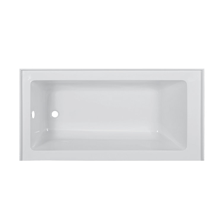 66-Inch White Acrylic Rectangular Soaking Bathtub with Apron Front
