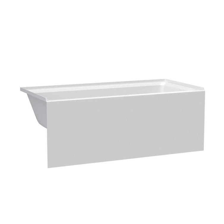 66-Inch White Acrylic Rectangular Soaking Bathtub with Apron Front