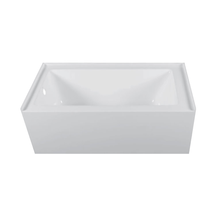 66-Inch White Acrylic Rectangular Soaking Bathtub with Apron Front