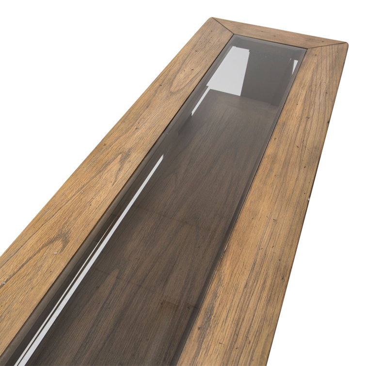 Boardwalk Brown 52'' Acacia Wood & Glass Console Table with Storage