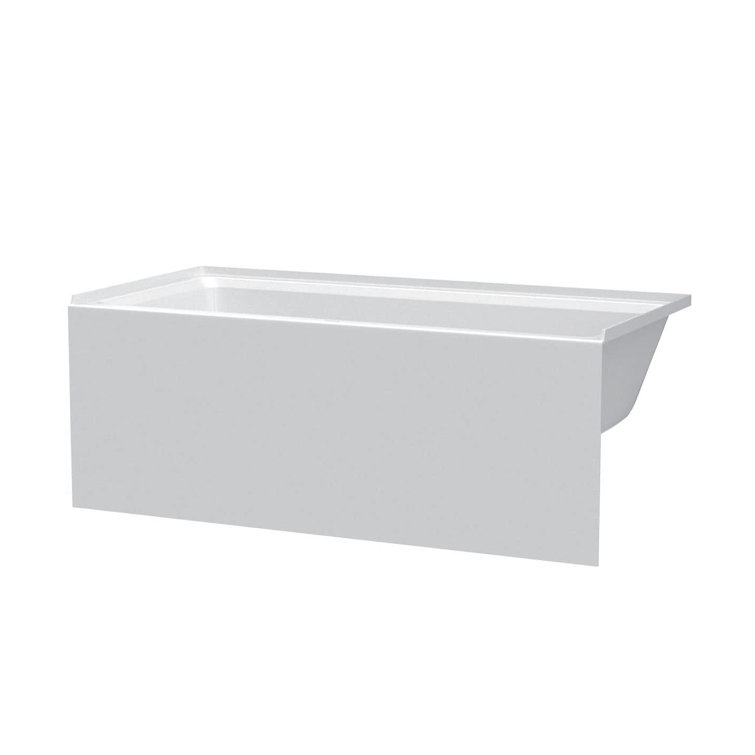 Glossy White Acrylic Alcove Soaking Bathtub with Apron Front