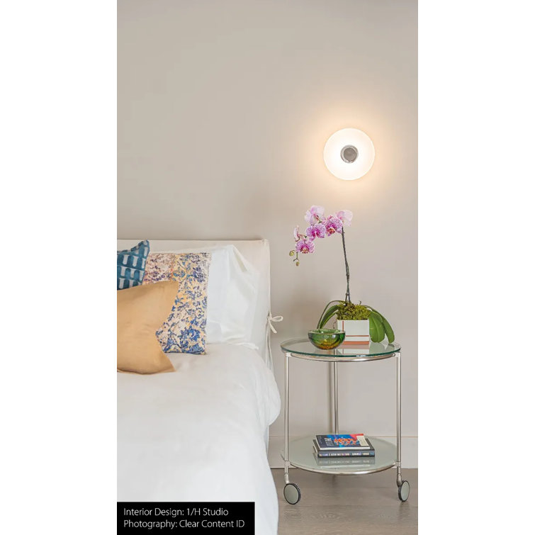 Sleek Polished Chrome Dimmable LED Wall Sconce with Clear Disc