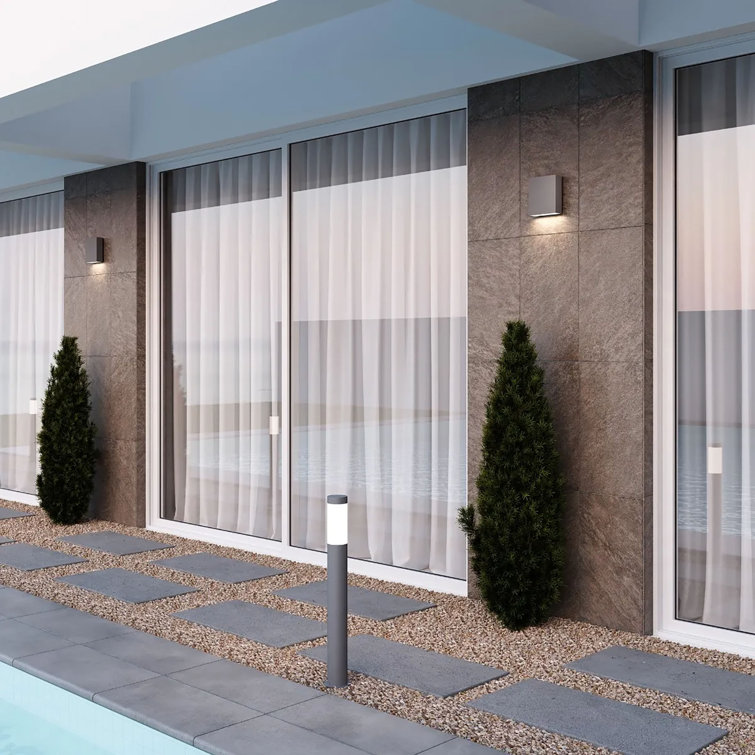 Textured Gray LED Dimmable Outdoor Wall Sconce