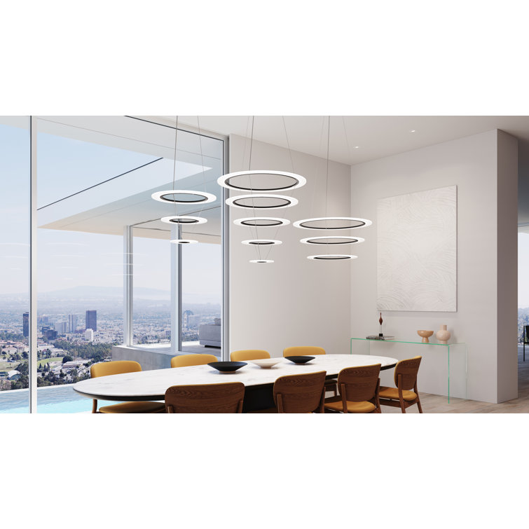 Arctic Rings Contemporary Black Aluminum LED Chandelier