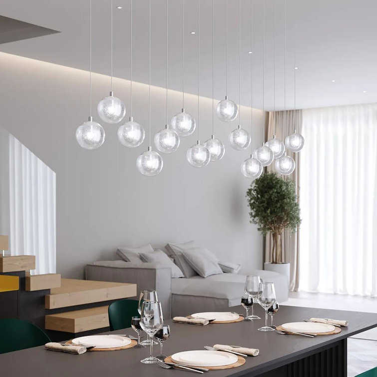 Champagne Bubbles 24-Light Chrome Globe LED Pendant