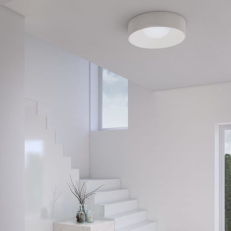 Satin White Modern LED Drum Flush Mount 18"