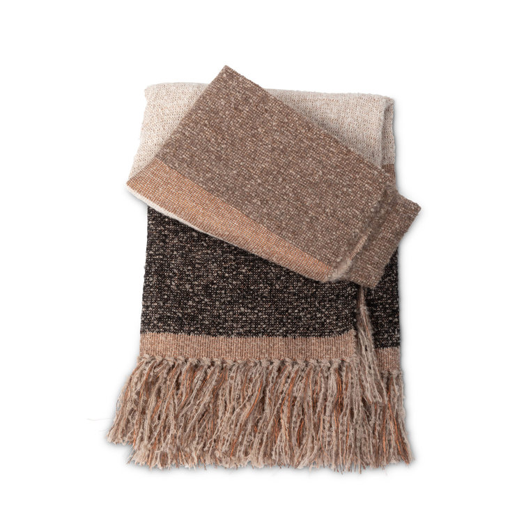 Pink and Grey Plaid Alpaca Wool Throw Blanket