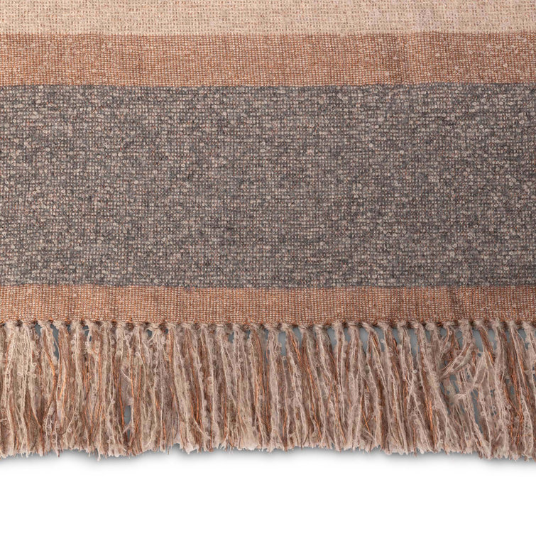 Pink and Grey Plaid Alpaca Wool Throw Blanket