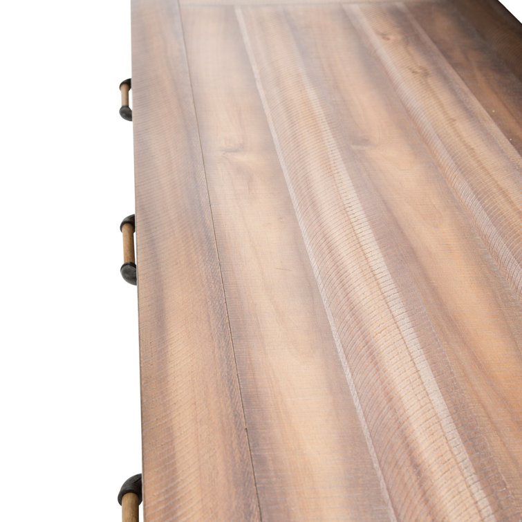 Reclaimed Barn Brown Acacia Wood Home Office Desk with Metal Accents