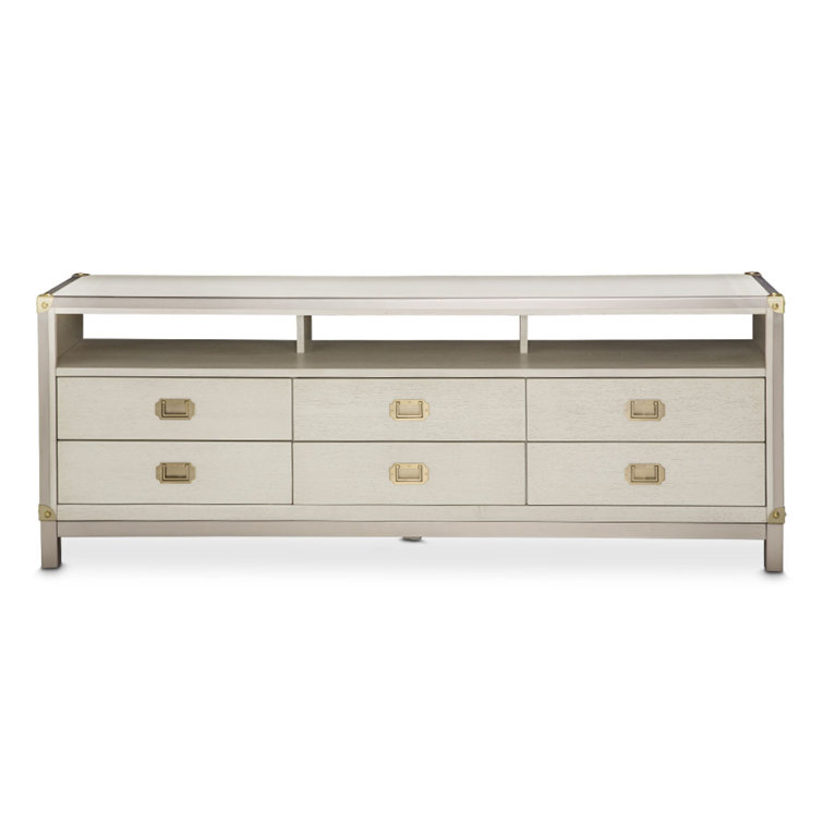 Menlo Station 70.5'' White Transitional Media Console with Cabinet