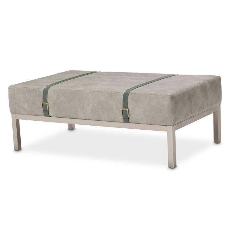 Menlo 52" White Wood and Metal Rectangular Coffee Table