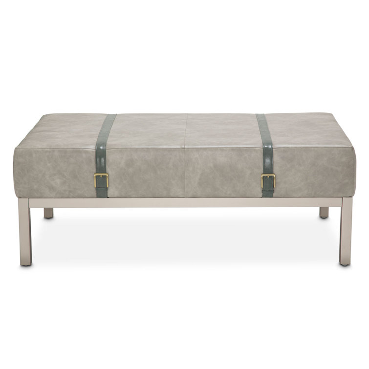 Menlo 52" White Wood and Metal Rectangular Coffee Table