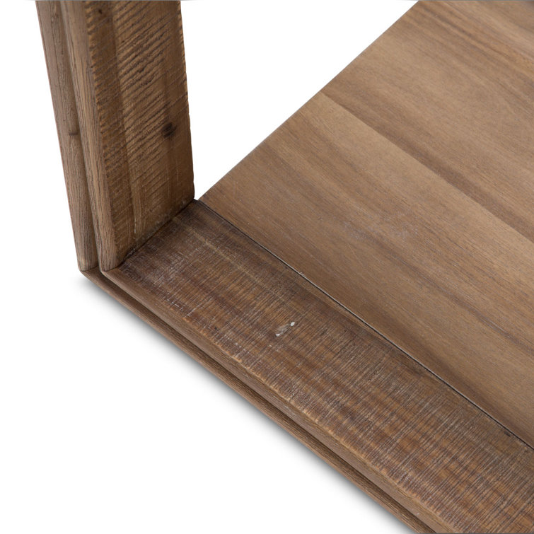 Elegant Hudson Driftwood Square End Table with Glass Shelf