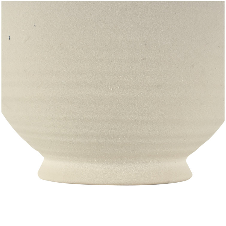 Cream Ceramic Amphora Vase with Ring Handles