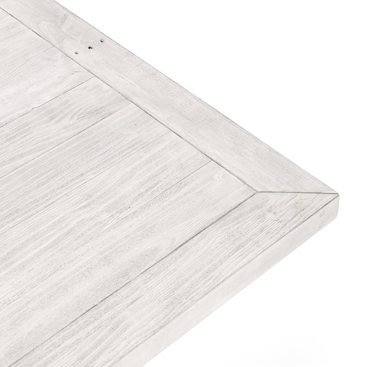 Distressed Ivory Pine Wood Trestle Dining Table for Six