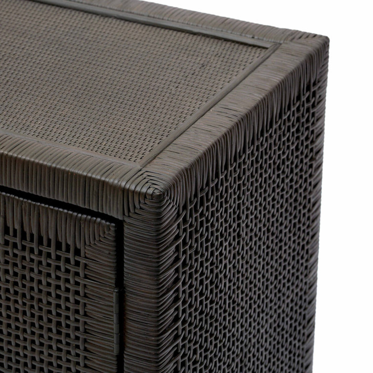 Amara Charcoal Woven Rattan Buffet with Brass Accents