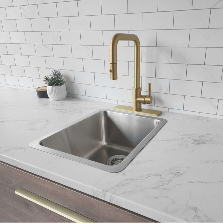 Brushed Gold Stainless Steel 10" Kitchen Sink Faucet Deck Plate