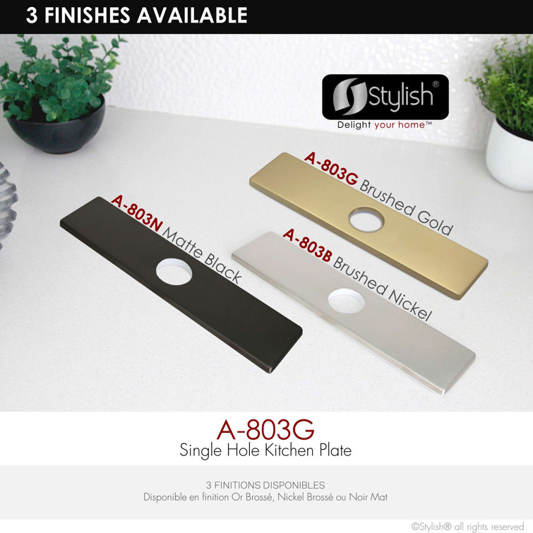 Brushed Gold Stainless Steel 10" Kitchen Sink Faucet Deck Plate