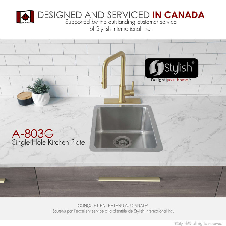 Brushed Gold Stainless Steel 10" Kitchen Sink Faucet Deck Plate