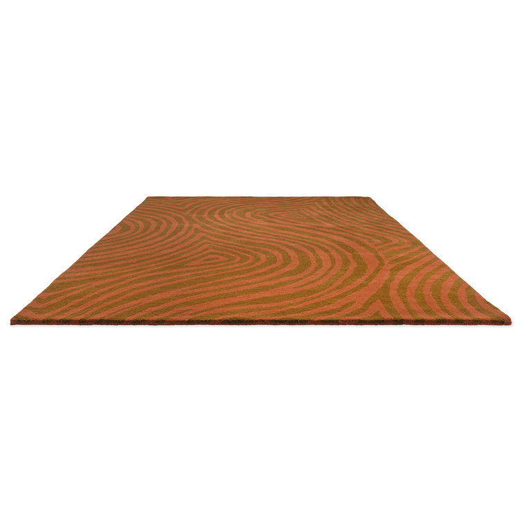 Burnt Orange Wool Abstract Handmade Rectangular Rug