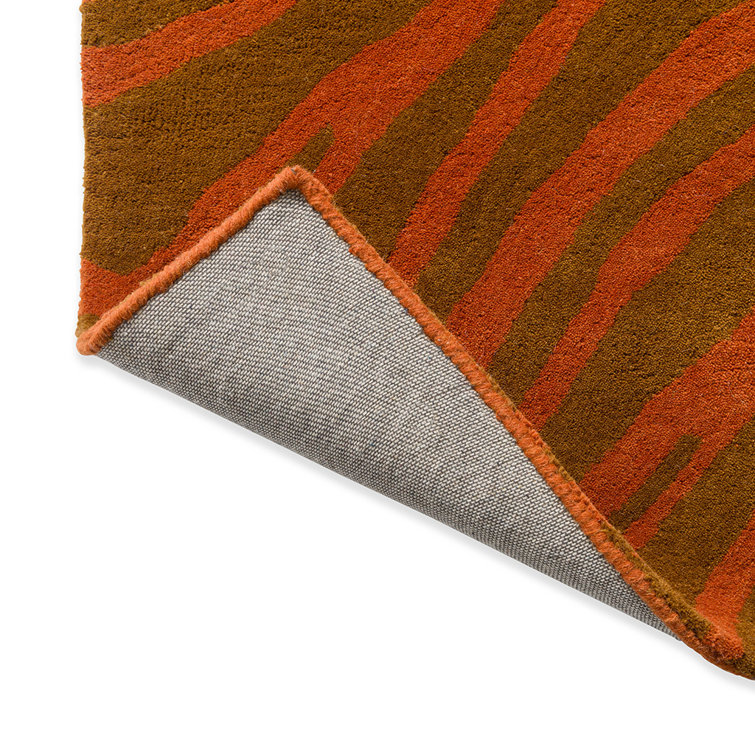 Burnt Orange Wool Abstract Handmade Rectangular Rug