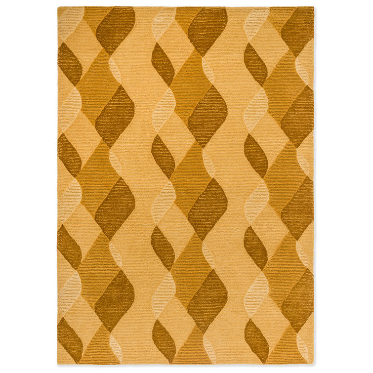 Yellow Hand Tufted Wool Abstract Rectangular Rug