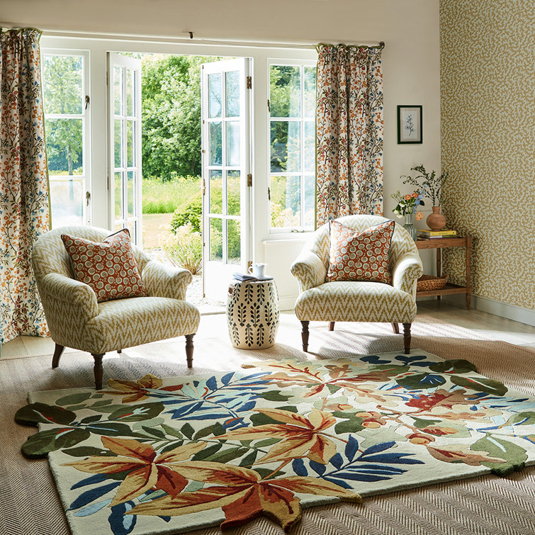 Green and Brown Floral Hand Tufted Wool Area Rug