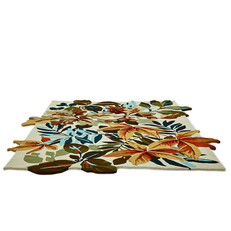 Green and Brown Floral Hand Tufted Wool Area Rug