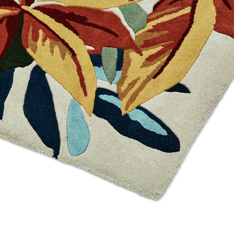 Green and Brown Floral Hand Tufted Wool Area Rug