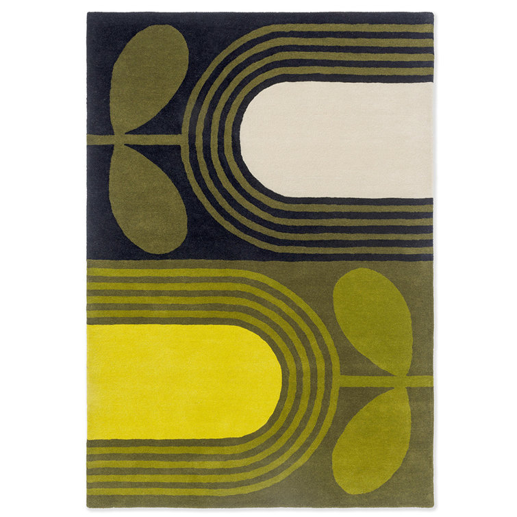 Black and Green Floral Hand Tufted Wool Area Rug
