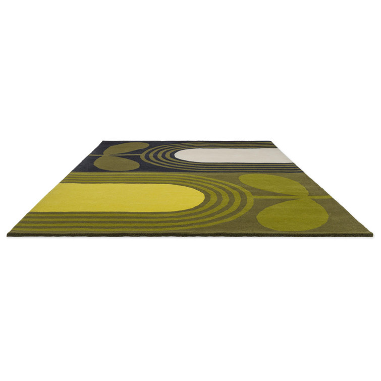 Black and Green Floral Hand Tufted Wool Area Rug