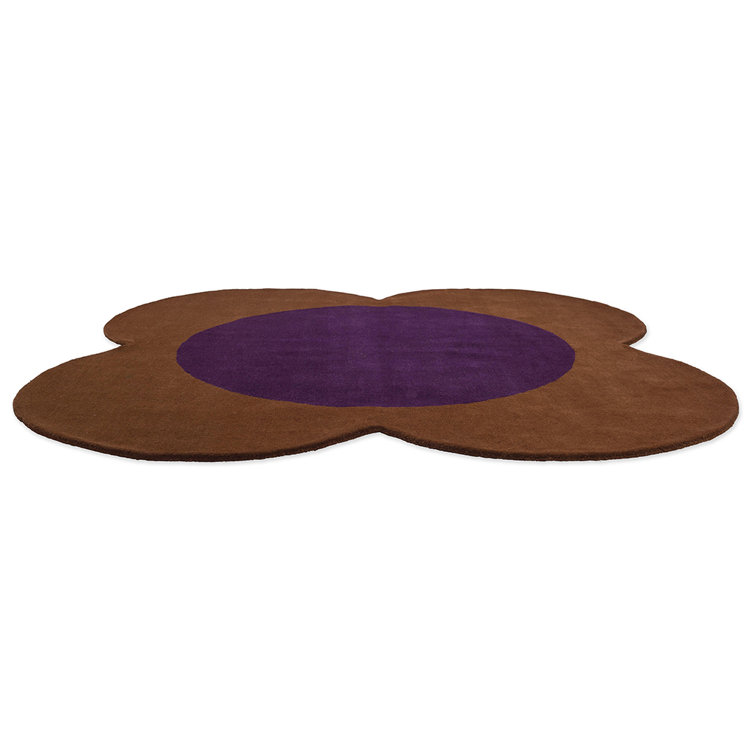 Handmade Round Brown and Purple Wool Area Rug
