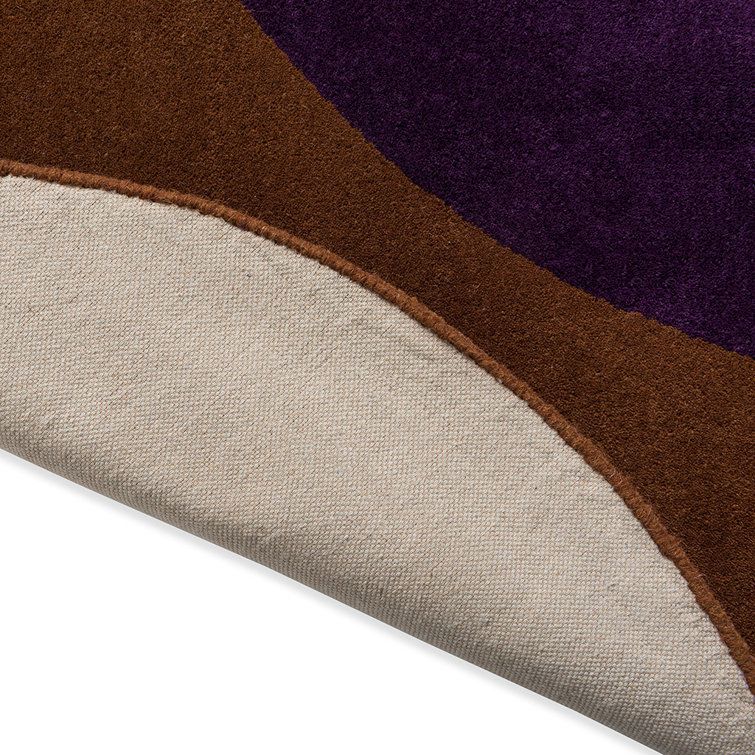Handmade Round Brown and Purple Wool Area Rug