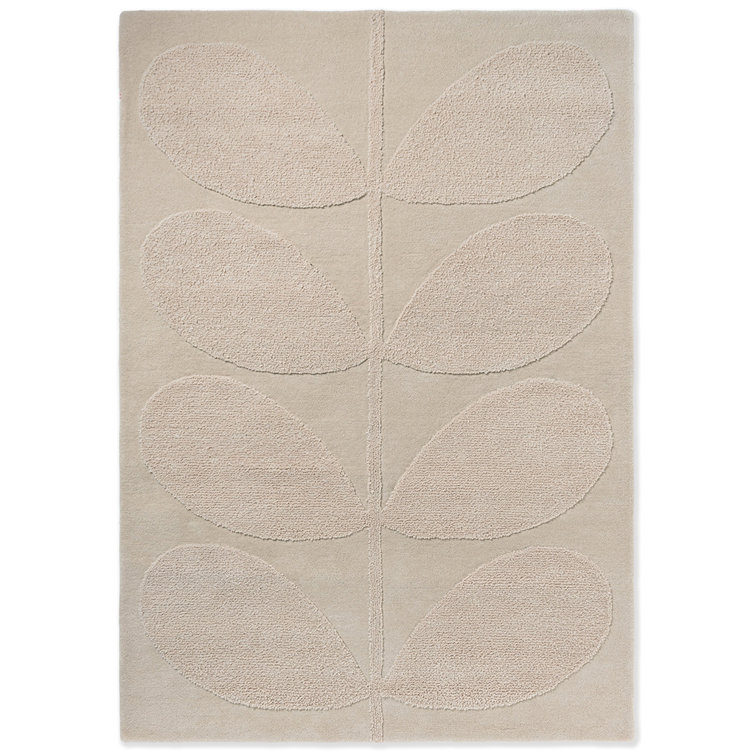 Handmade Beige Floral Wool Rectangular Area Rug