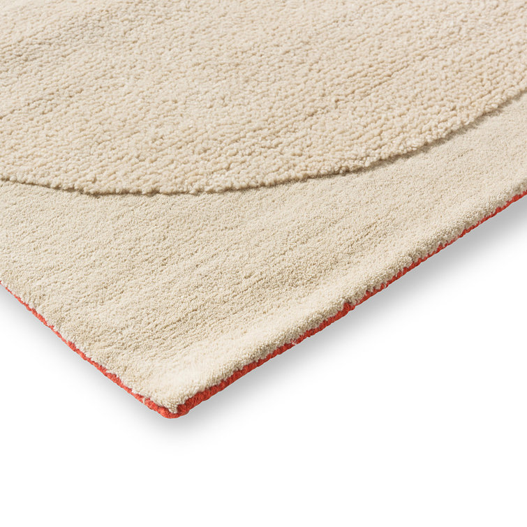 Handmade Beige Floral Wool Rectangular Area Rug