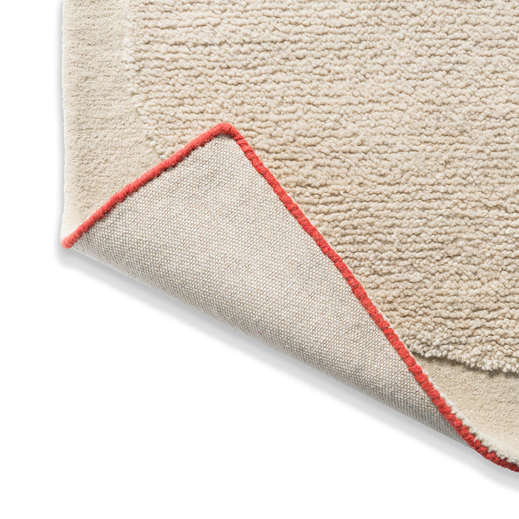 Handmade Beige Floral Wool Rectangular Area Rug