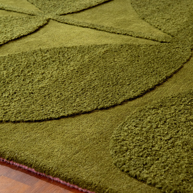 Hand-Tufted Green Wool Rectangular Area Rug 8'2" x 11'6"