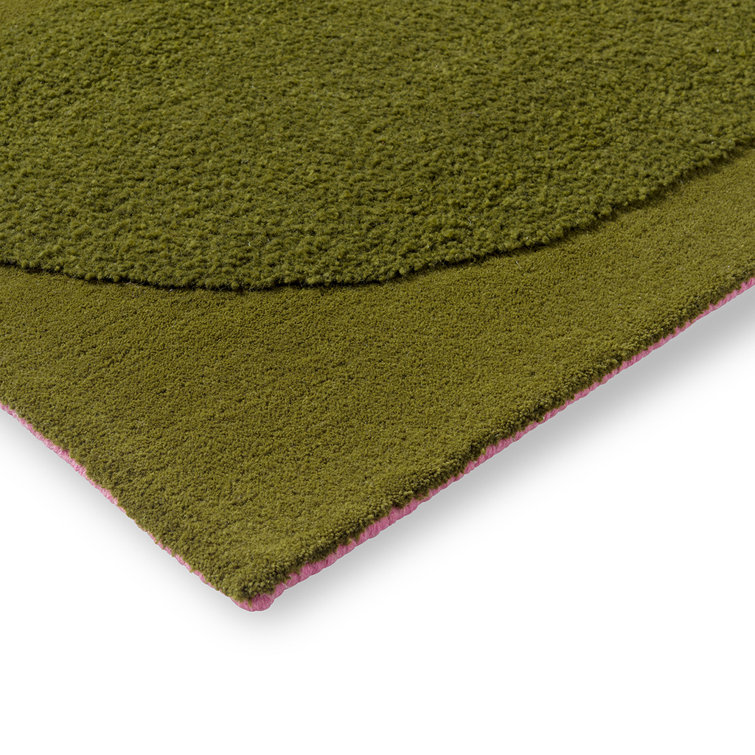 Hand-Tufted Green Wool Rectangular Area Rug 8'2" x 11'6"