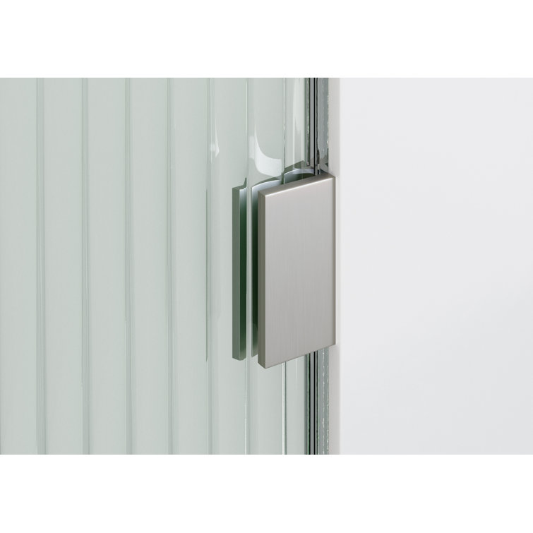 Gaia 40" x 78" Frameless Fluted Glass Shower Panel with Brushed Nickel Hardware