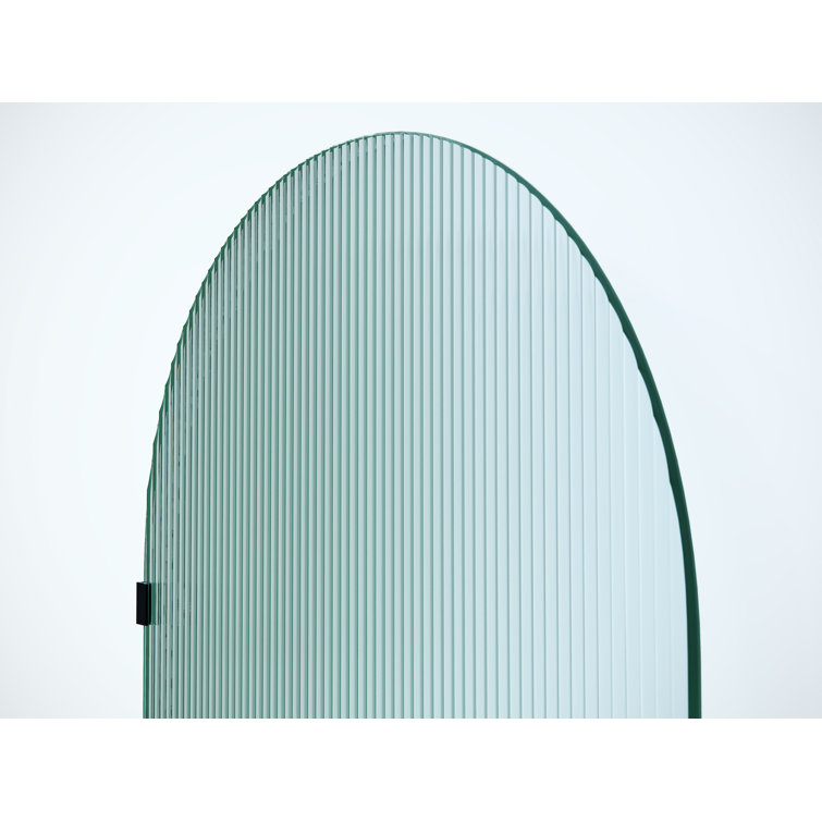 Maven Matte Black Frameless Arched Fluted Glass Shower Panel