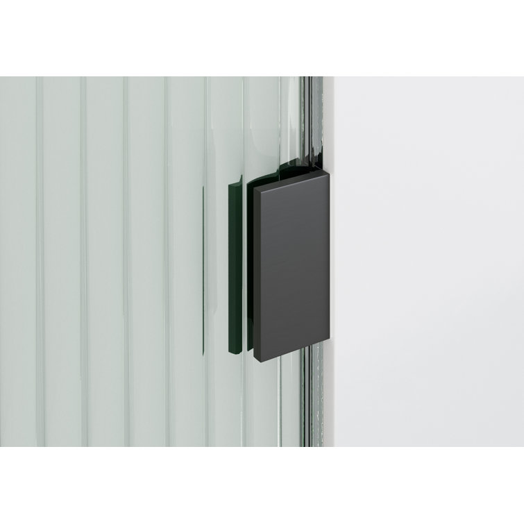 Gaia 36" x 78" Frameless Fluted Frosted Glass Shower Panel with Matte Black Hardware