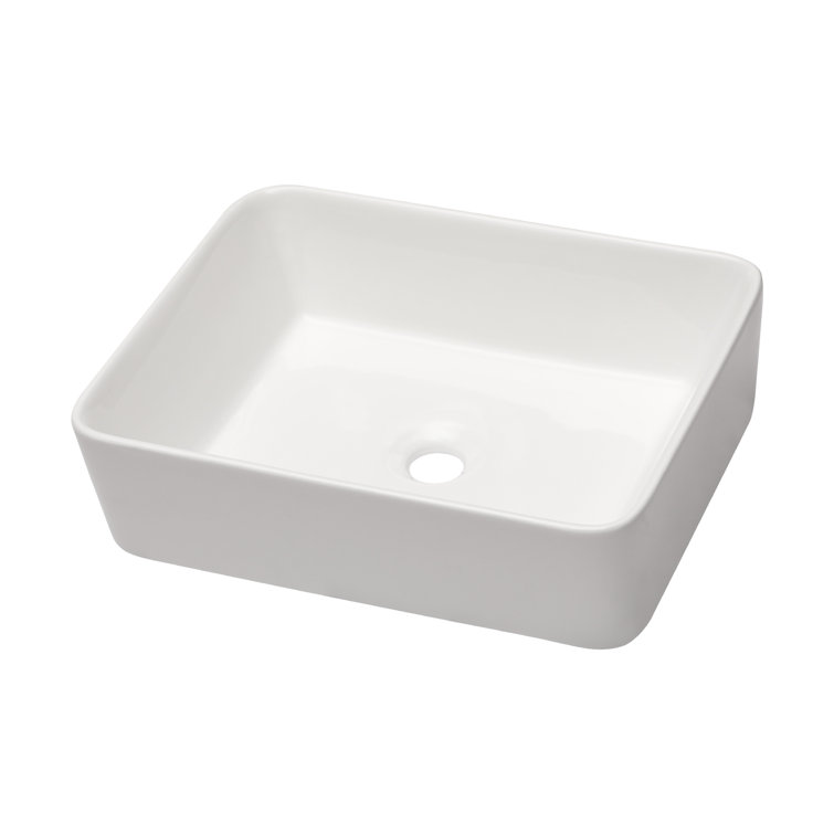 19" White Ceramic Rectangular Vessel Sink with Oil Rubbed Bronze Faucet