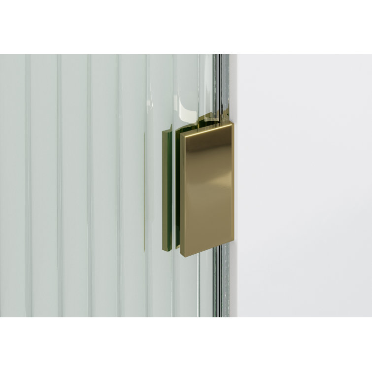 Gaia 30" x 78" Polished Brass Fluted Glass Frameless Shower Panel