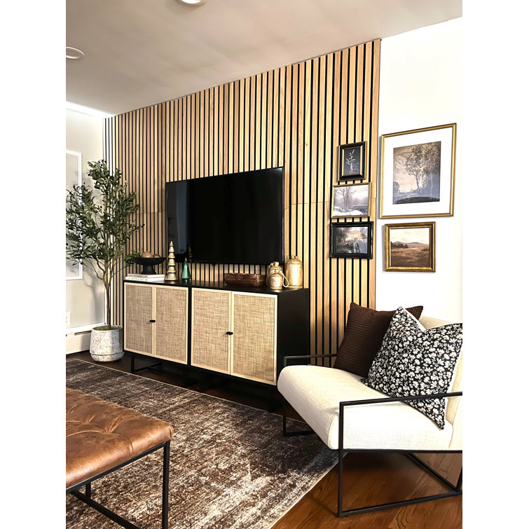 Black Oak and Cane Adjustable Shelving Accent Cabinet