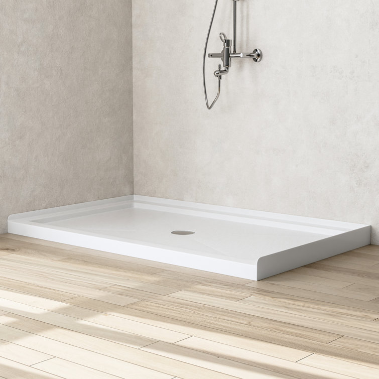 60'' White Acrylic Shower Base with Non-slip Design