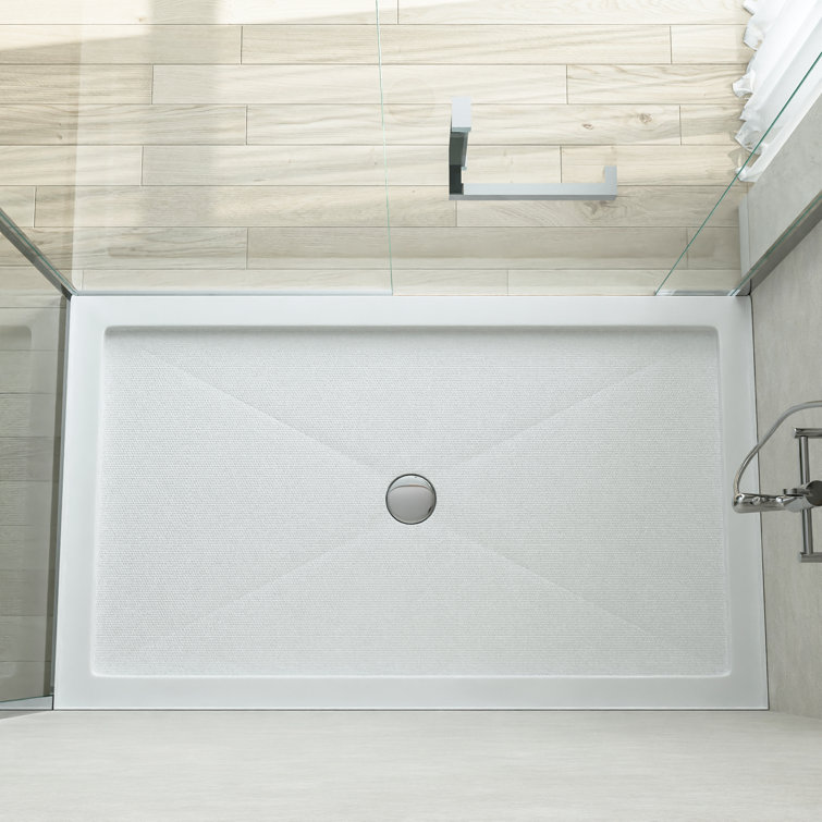 60'' White Acrylic Shower Base with Non-slip Design
