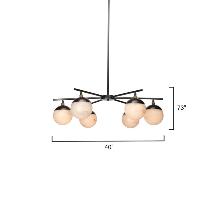 Metro Collection 6-Light Oil Rubbed Bronze Chandelier with Faux Alabaster Shades